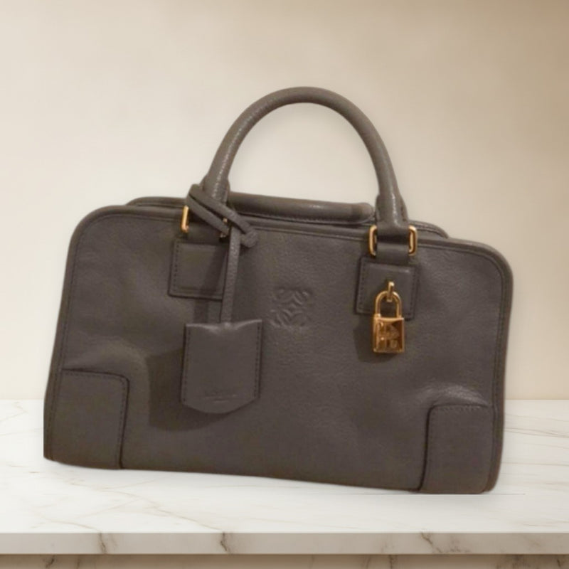 Loewe Amazona 28 Handbag Blue Gray Leather