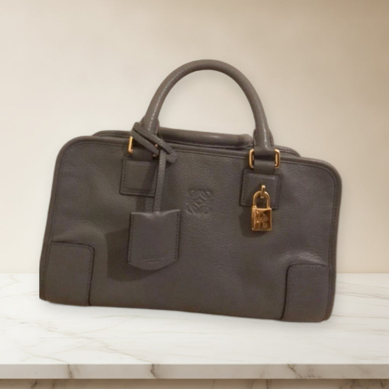 Loewe Amazona 28 Handbag Blue Gray Leather