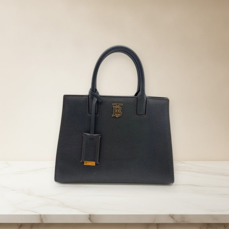 Burberry Frances Mini Tote Bag Check Canvas Leather Handbag