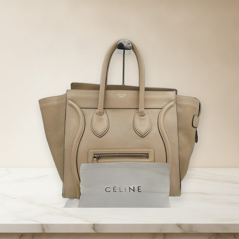 Celine Luggage Medium Shopper Handbag Leather Beige