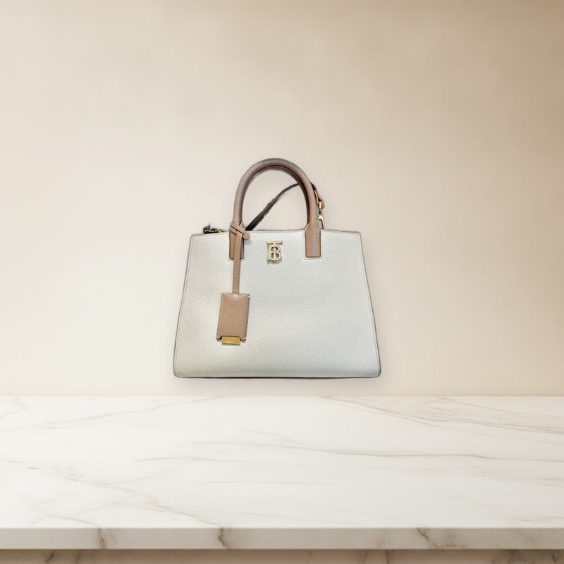 Burberry Shoulder Bag Handbag Leather Beige Dull Pink 2-Way