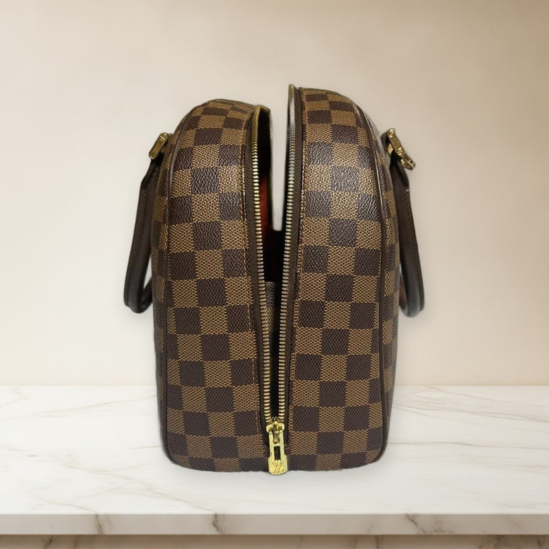 Louis Vuitton Damier Nolita Hand Bag Brown Synthetic Leather Double Zippers