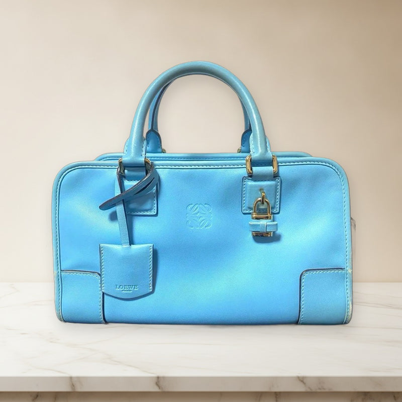 Loewe Amazona 28 Handbag Ribbon Light Blue Leather Padlock