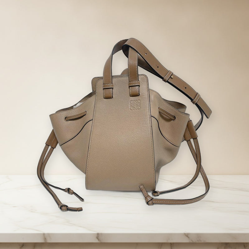 Loewe Hammock Small Drawstring Shoulder Bag Sand Leather