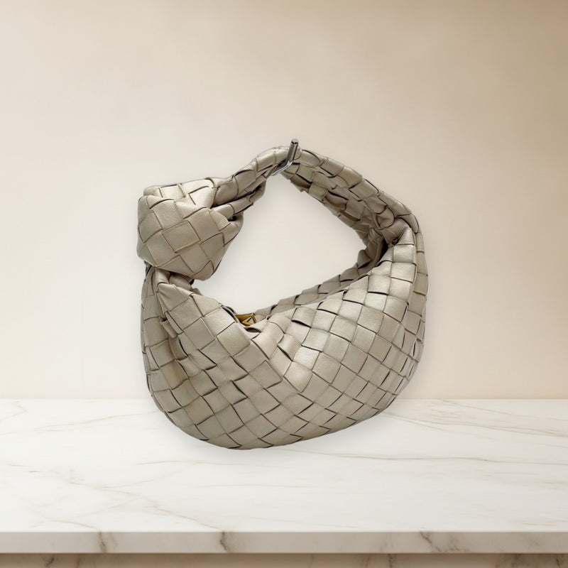 Bottega Veneta Maxi Intrecciato Mini The Jodie Hand Bag White Beige Leather