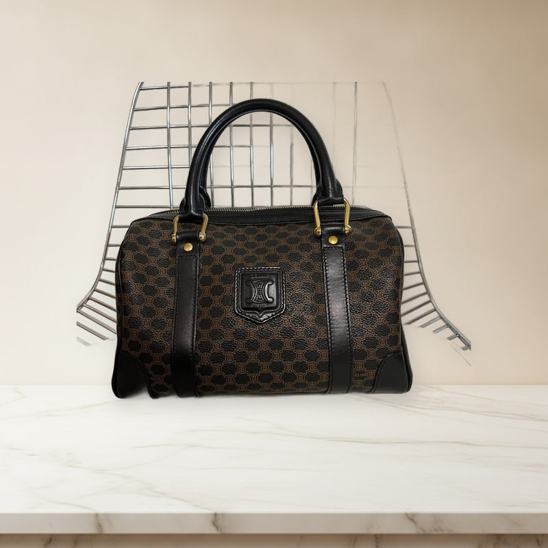 Celine All Over Logo Handbag Tote Bag Leather