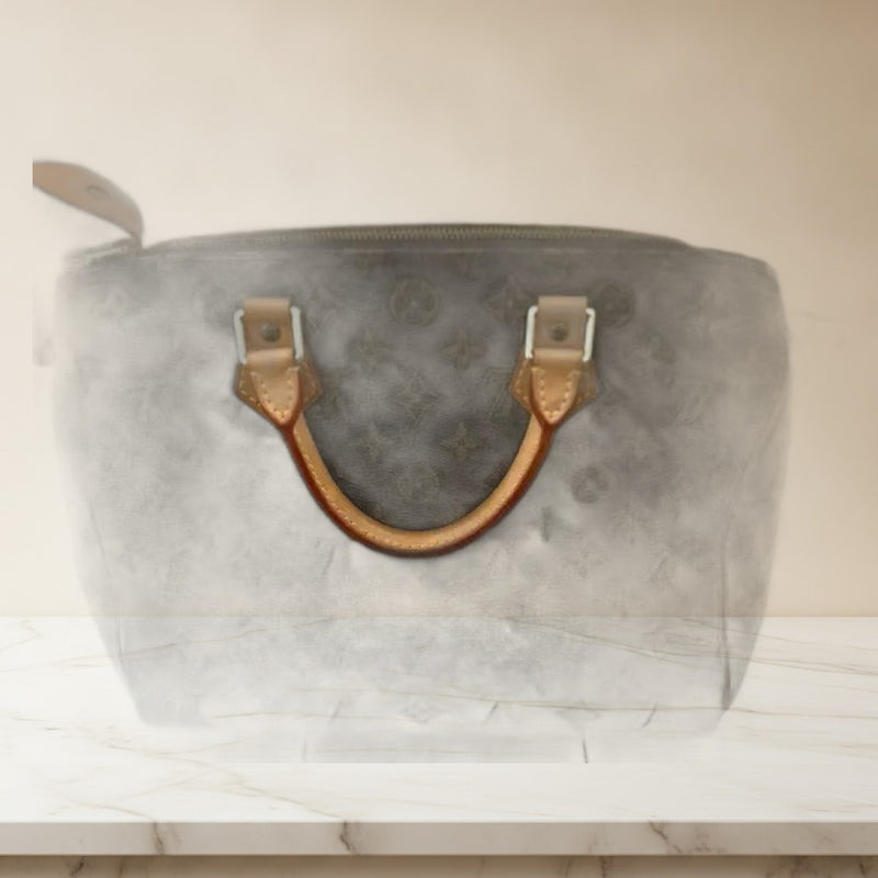 Louis Vuitton Monogram Handbag Dark Brown Canvas Leather Handles
