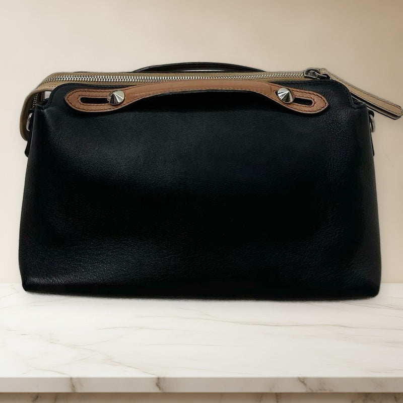 Fendi By The Way Tricolor Leather Shoulder Crossbody Bag Black Beige Green