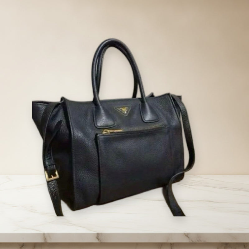Prada Handbag Shoulder Bag Black Leather