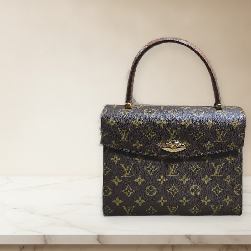 Louis Vuitton Monogram Handbag Brown Leather