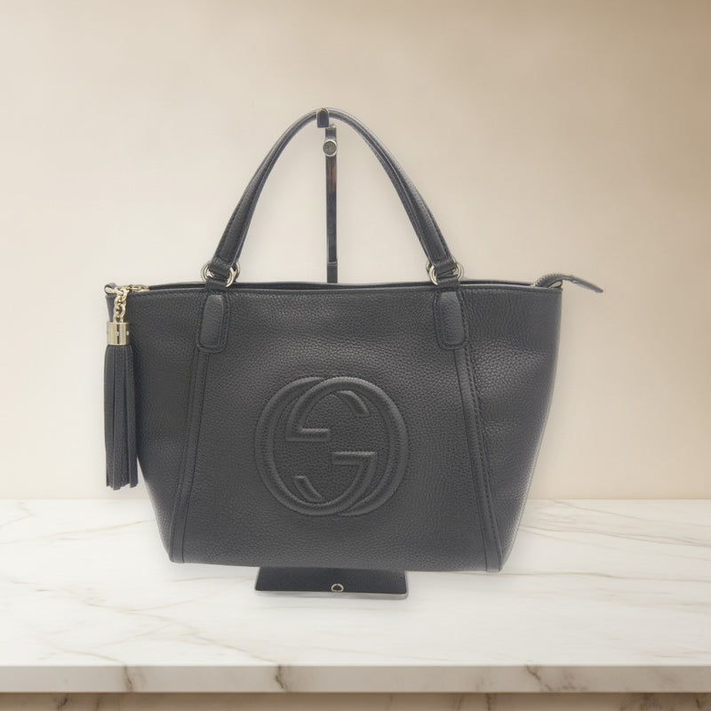 Gucci Soho Interlocking G 369176 520981 2-way Shoulder Bag Calfskin Black