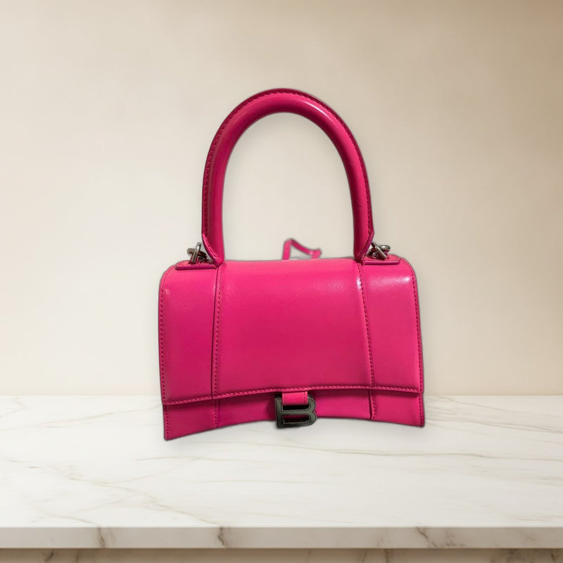 Balenciaga Hourglass Handbag Shoulder Bag Leather Pink