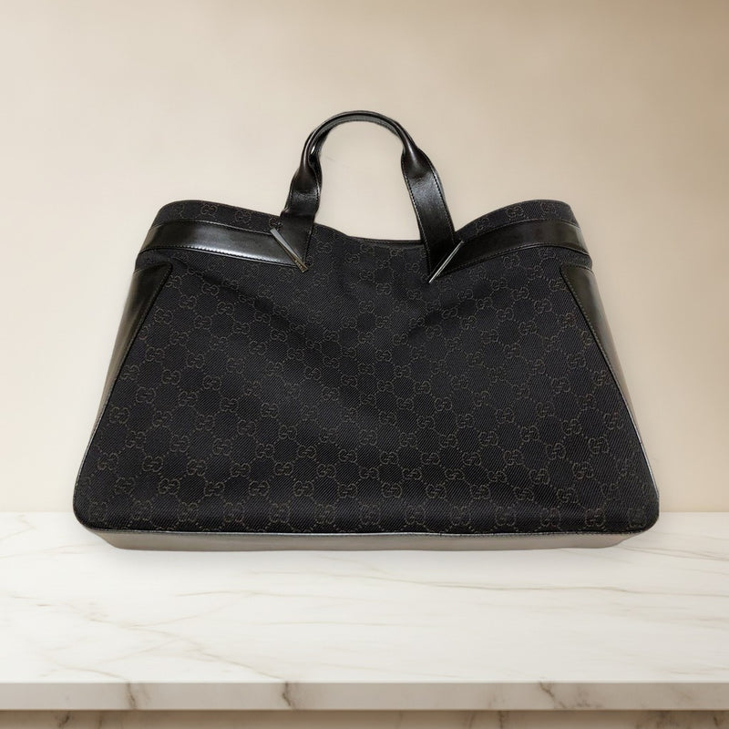 Gucci Gg Pattern Handbag Shoulder Bag Dark Brown Leather