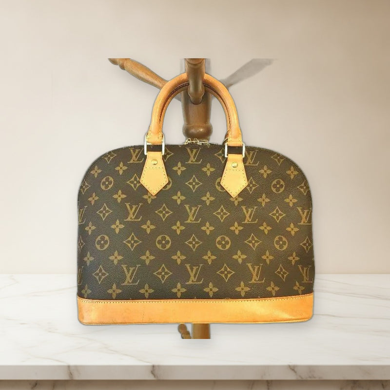 Louis Vuitton Alma Monogram Handbag Brown Leather