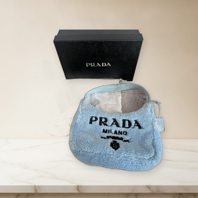 Prada Re-edition 2000 Terry Mini 1NE515 Handbag Pile Fabric Light Blue
