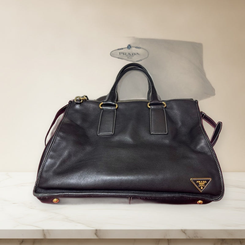 Prada Large Tote Bag Leather Black Handbag