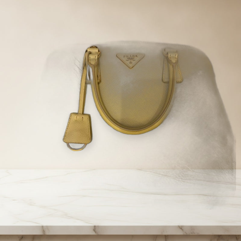 Prada Prada Milano Handbag Saffiano Leather Yellow