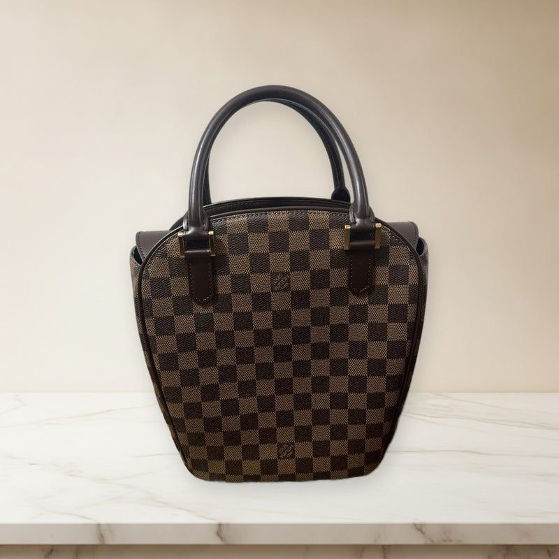 Louis Vuitton Damier Handbag Tote Brown Leather Suede Gold Hardware