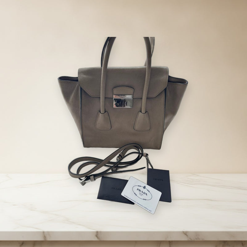 Prada BN2665 2WAY Handbag Shoulder Bag Glacecalf Pomice Grey