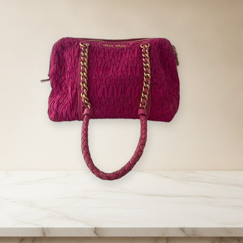 Miu Miu Handbag Shoulder Bag Pink Gold Leather