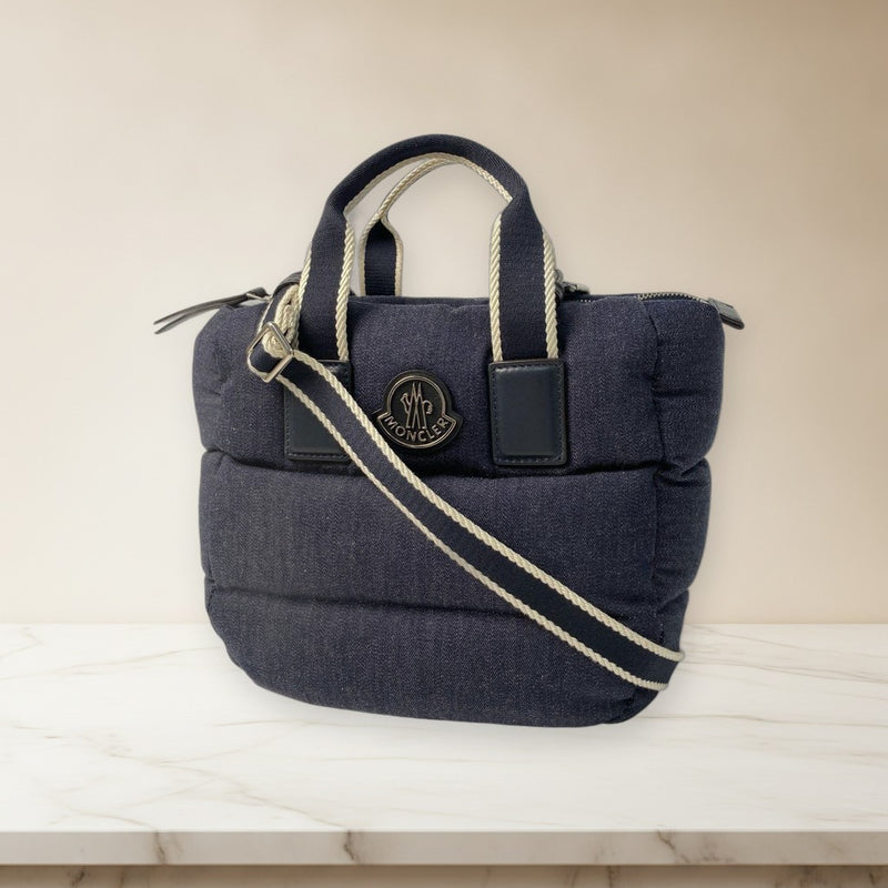 Moncler Caradoc Mini Shoulder Bag Denim Cotton Canvas Navy