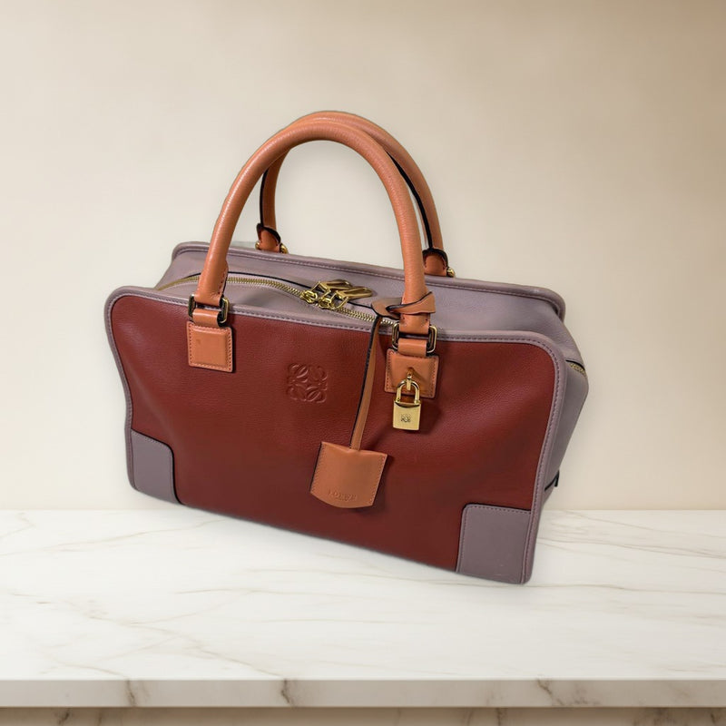 Loewe Amazona 36 Anagram Boston Handbag Leather