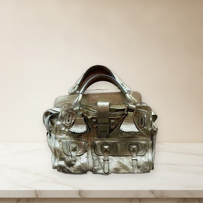 Chloe Elvire Shoulder Bag Bronze Gold Leather