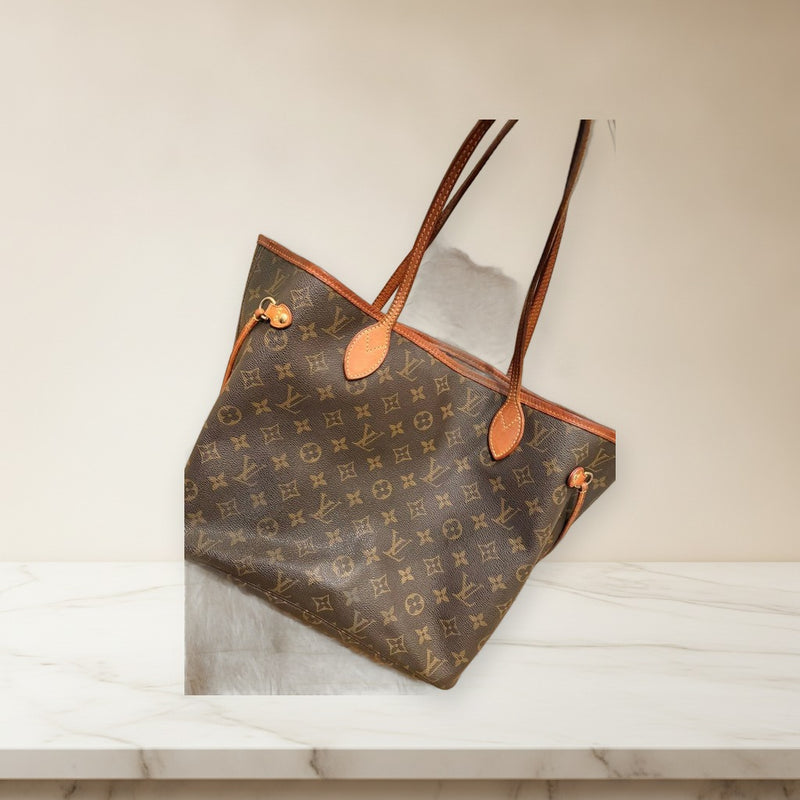 Louis Vuitton Neverfull Monogram Tote Bag Canvas Leather Handbag