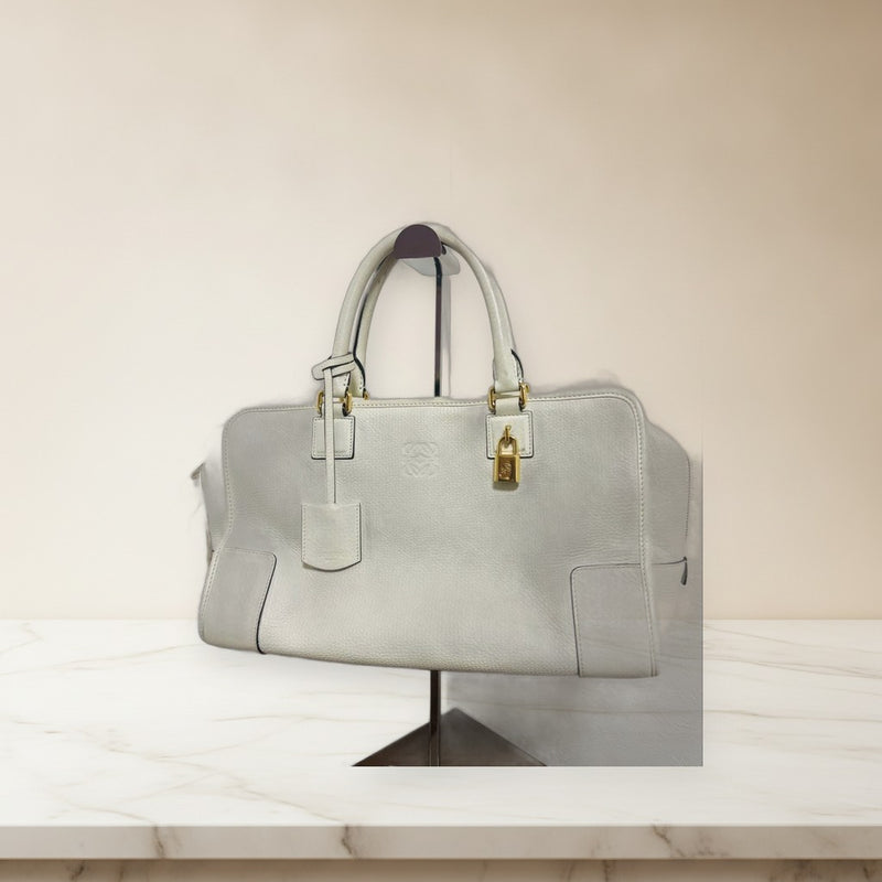 Loewe Amazona Handbag Leather White Gold Hardware