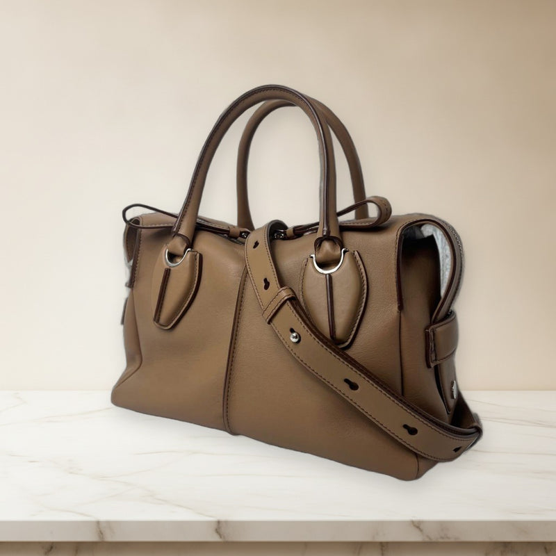 Tods D Styling Mini 2WAY Handbag Crossbody Shoulder Bag Brown Leather