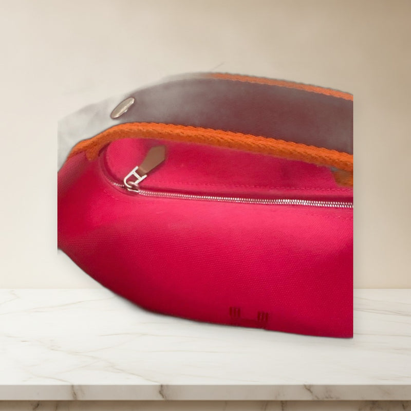 Hermes Bride A Brac Pm Pouch Bag Canvas Pink Orange