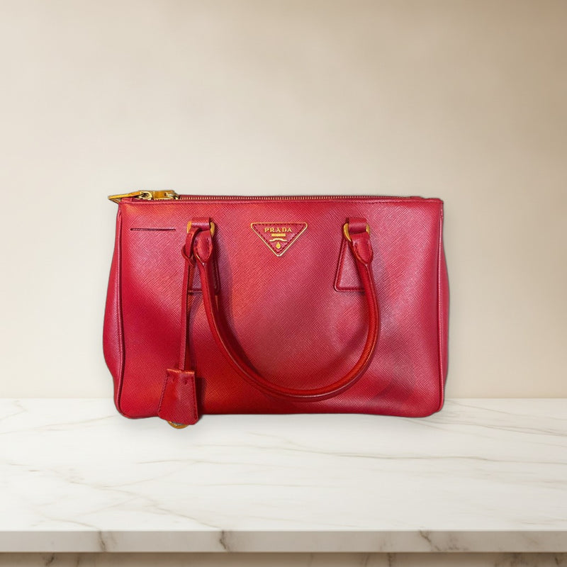 Prada Handbag Shoulder Bag Tote Red Leather