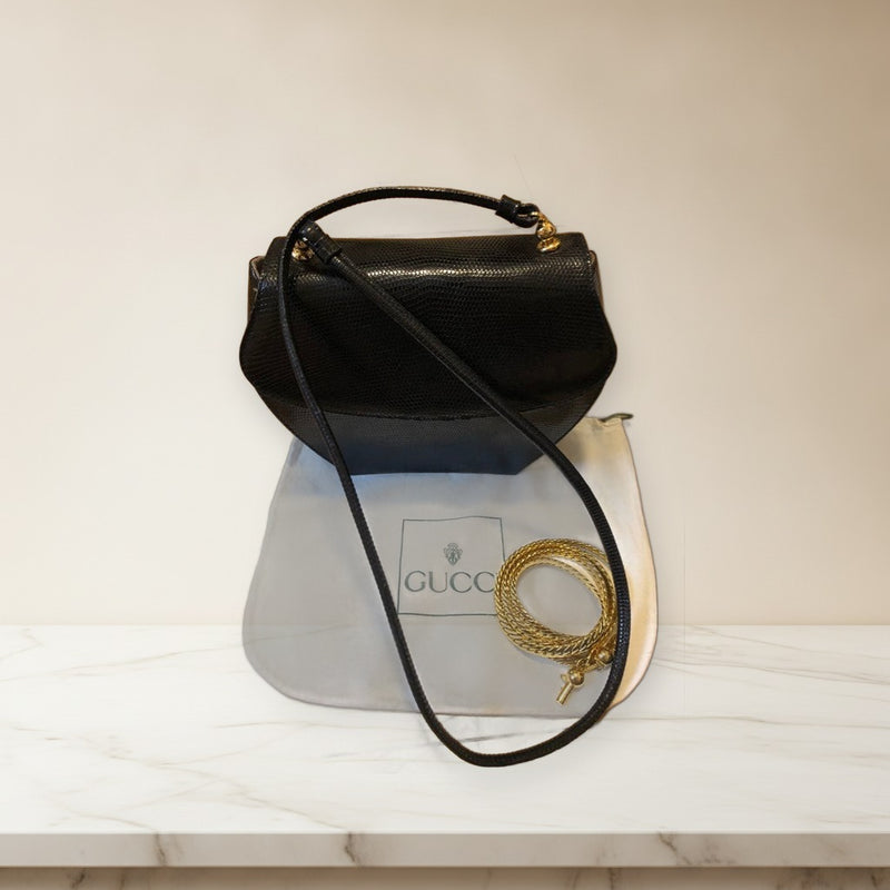 Gucci Handbag Shoulder Bag Leather Black Gold Hardware