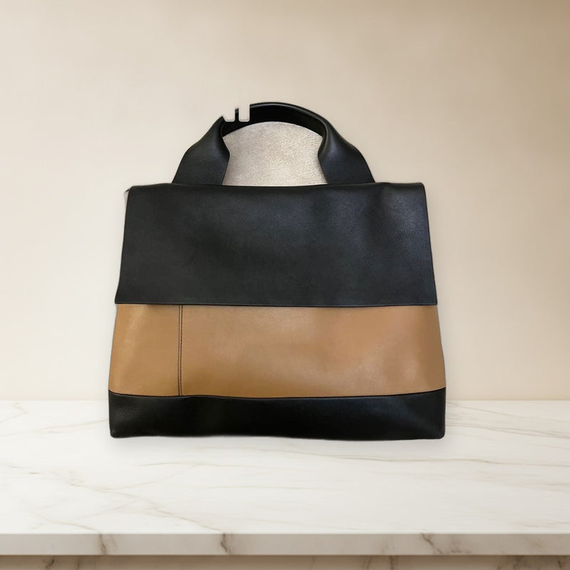 Marni City Pod Shoulder Bag Leather Beige Black Handbag