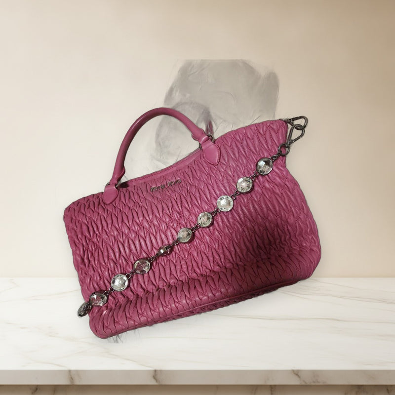 Miu Miu Bifold Wallet Leather Dark Pink