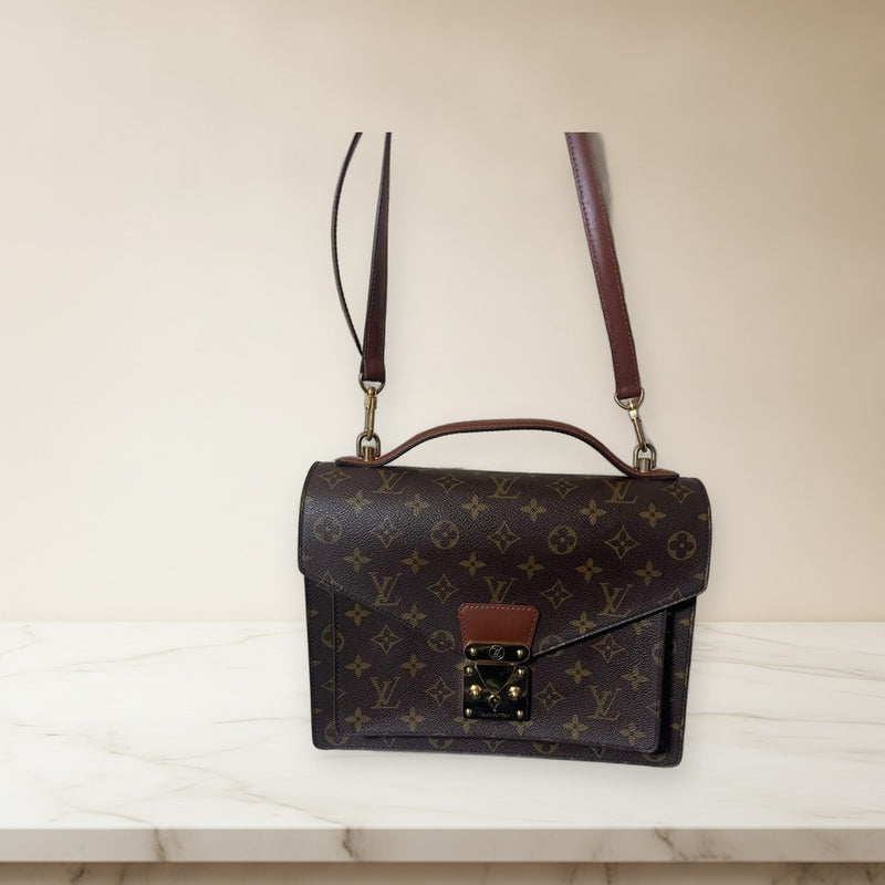 Louis Vuitton Monceau 28 SR0925 Handbag Clutch Monogram Brown