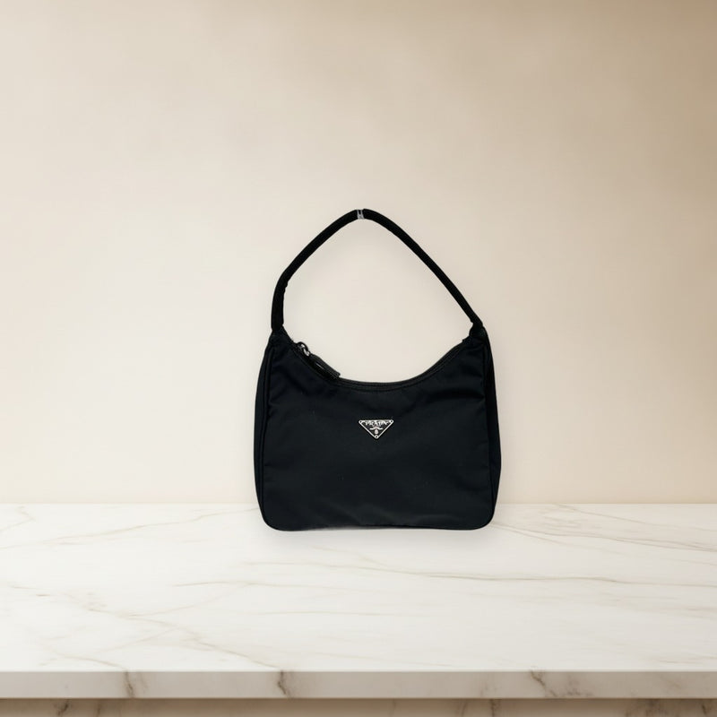 Prada Nylon Handbag Tote Shoulder Bag Black