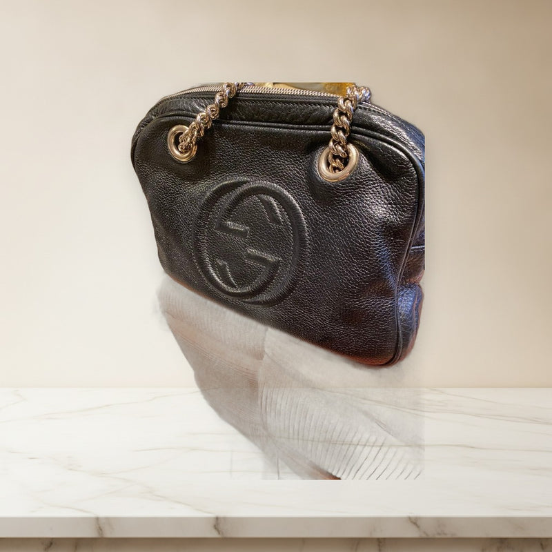 Gucci Shoulder Bag Black Leather