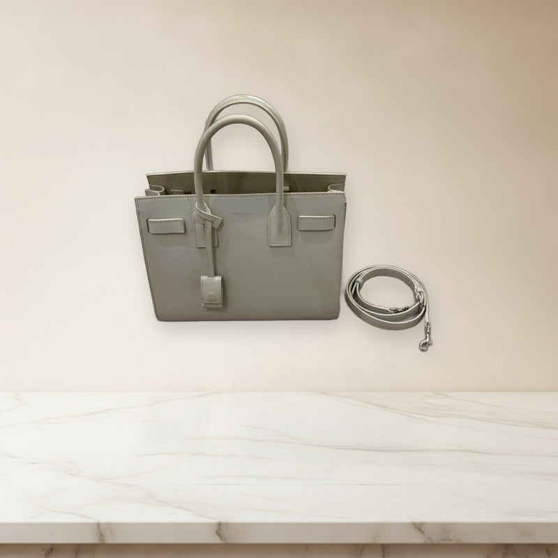 Saint Laurent Baby Sac De Jour Handbag Leather Beige Silver Hardware