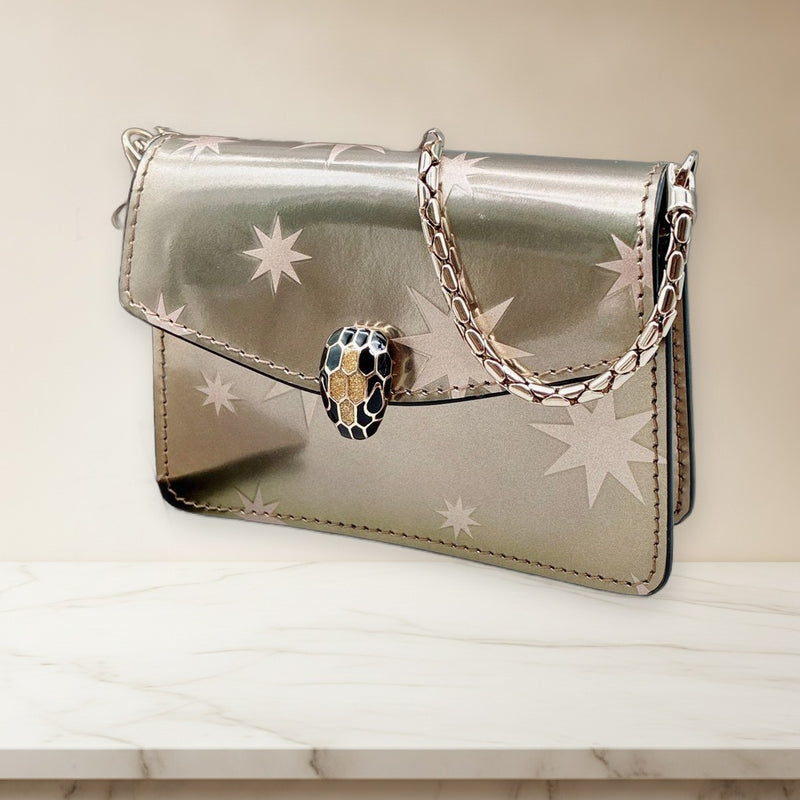 Bvlgari Serpenti Forever Micro Bag Metallic Leather Antique Bronze Gold