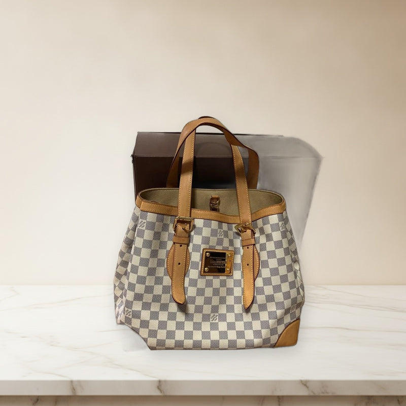 Louis Vuitton Hampstead Azur Pm Tote Bag White Canvas
