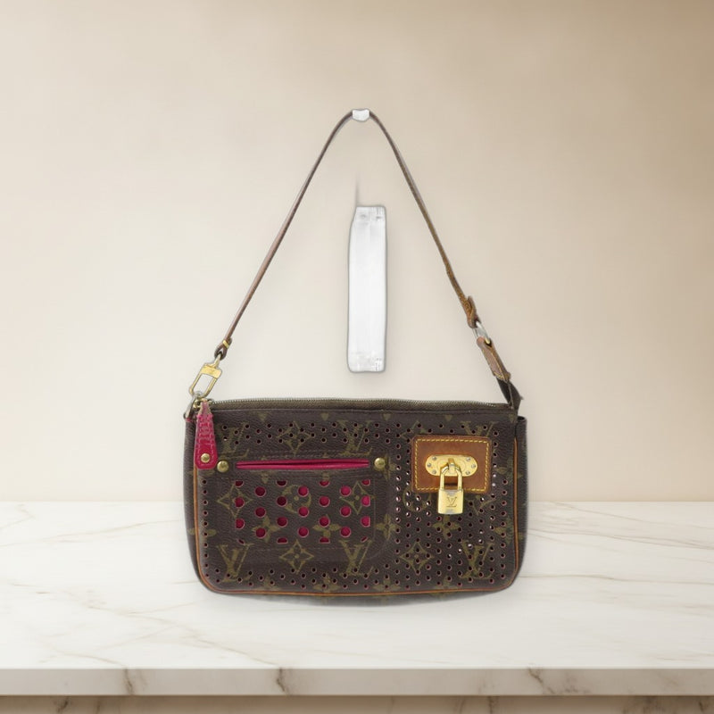 Louis Vuitton Perforated Pochette Accessoires M95183 Handbag Monogram Brown