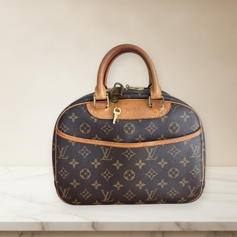 Louis Vuitton Monogram Trouville Handbag Leather Canvas Brown