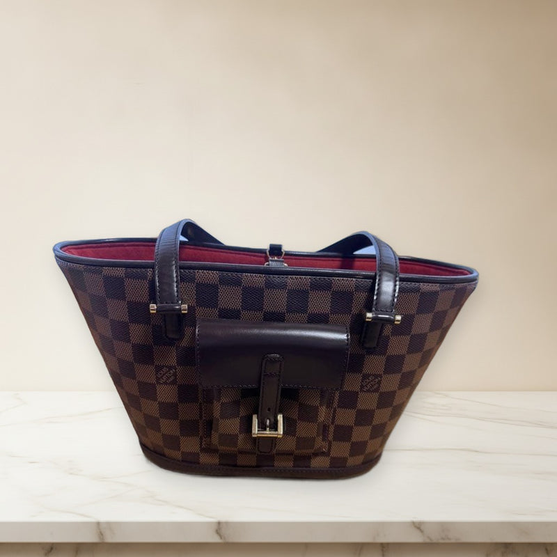 Louis Vuitton Damier Ebene Manosque Pm N51121 Tote Shoulder Bag Canvas