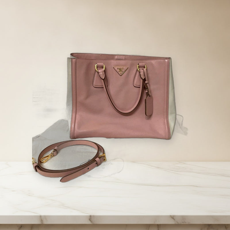 Prada BN2438 2way Handbag Shoulder Bag Saffiano Leather Orchidea+tal