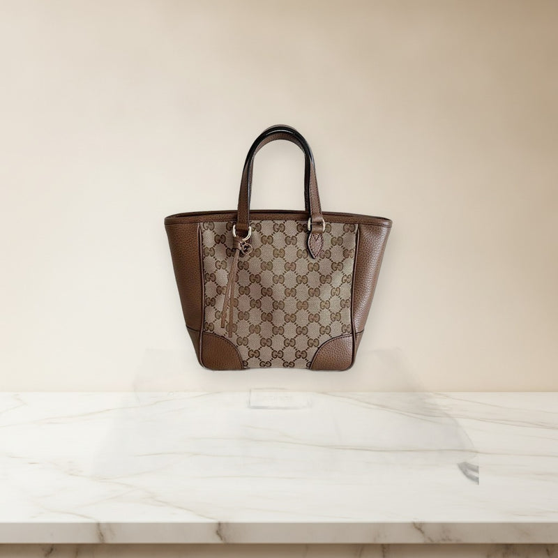 Gucci Gg Pattern Handbag Shoulder Bag Leather Brown