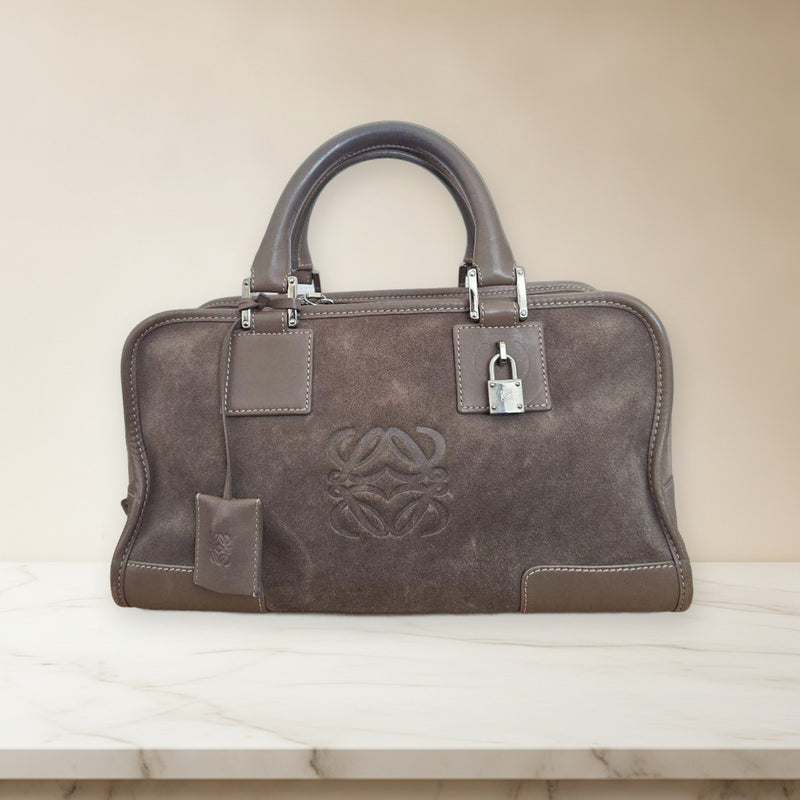 Loewe Amazona Handbag Suede Leather Brown Tote Bag