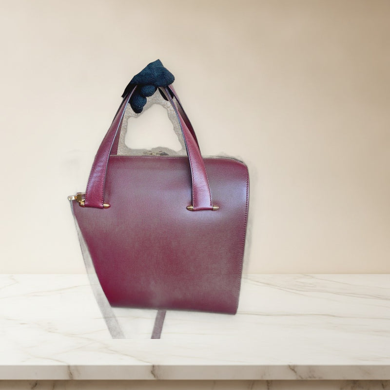 Cartier Handbag Shoulder Bag Tote Leather Bordeaux