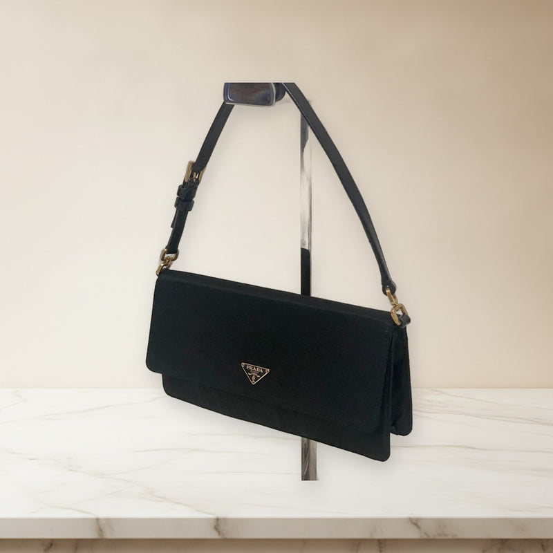 Prada Nylon Mini Handbag Black Gold Hardware