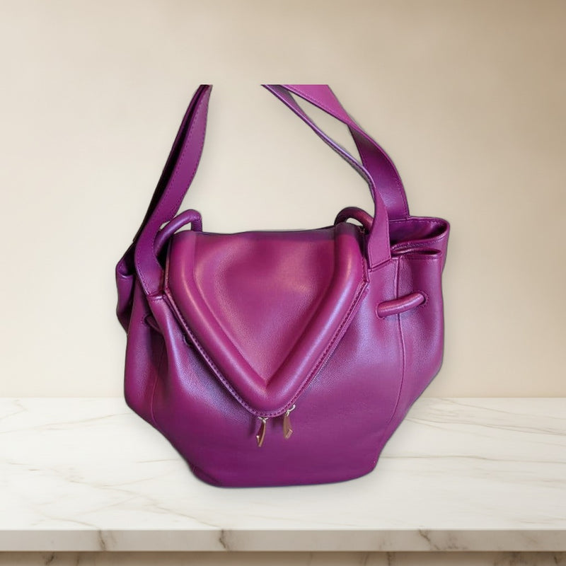 Bottega Veneta Beak Handbag Shoulder Bag Leather Purple